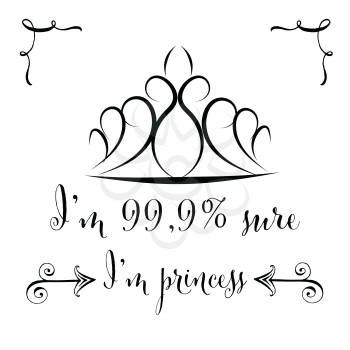 Hand drawn typography vector poster with creative slogan: I'm 99.9% sure I'm princess