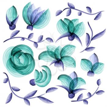 Watercolor vector floral elements suitable for wedding invitation or greeting card