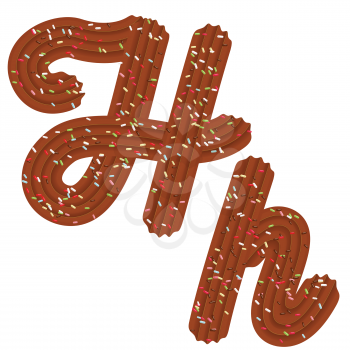 Tempting tipography. Font design. Icing letter. Sweet 3D letter  H of the chocolate cream and candy. Vector
