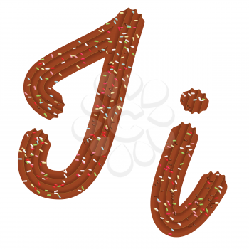 Tempting tipography. Font design. Icing letter. Sweet 3D letter  I of the chocolate cream and candy. Vector