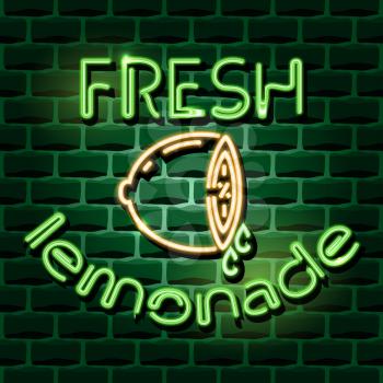 fresh lemonade neon advertising sign. Vector