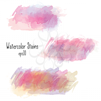 Watercolor stains collection isolated on white background, vector eps10