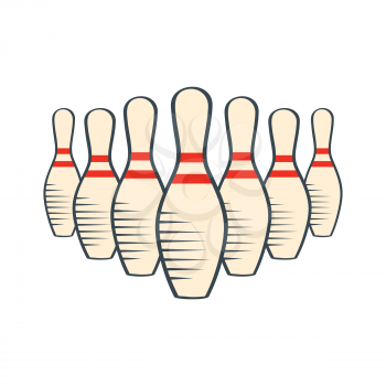 Retro bowling pins isolated on white background, vector eps10
