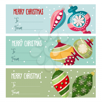 Cute flat design Christmas labels collection  with Christmas balls for presents. Vector