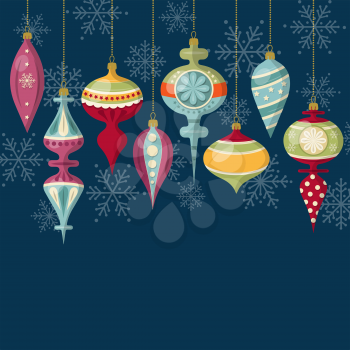 Flat design Christmas card with Christmas balls