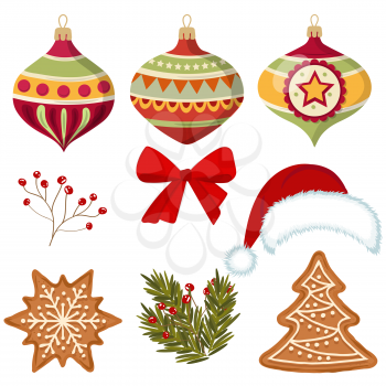 beautiful Christmas decoration collection isolated on white