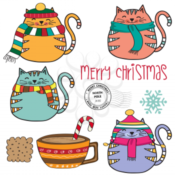 Cute cozy cats collection  and other Christmas elements