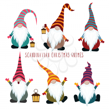 Christms gnomes collection isolated on white background. Vector