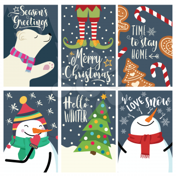Christmas card set, isolated items on white