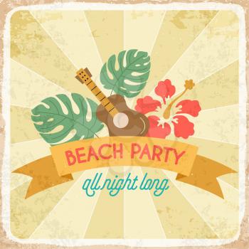 Retro summer holiday poster. Beach party. Vector