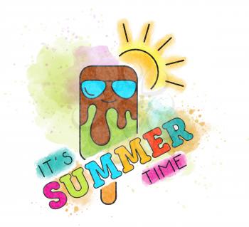 Watercolor summer holiday poster. Summer banner. Vector.