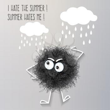 Sarcasm summer banner with fluffy black creature