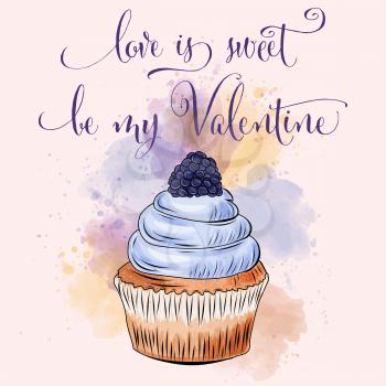 Valentine's day card with cupcake. Love card