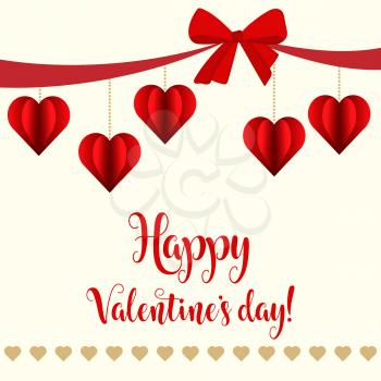 Valentine's day card with red hearts