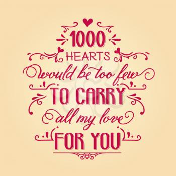 Romantic love quote. Love card