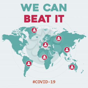 We can beat it -coronavirus optimistic message.  Covid-19 poster. Vector.