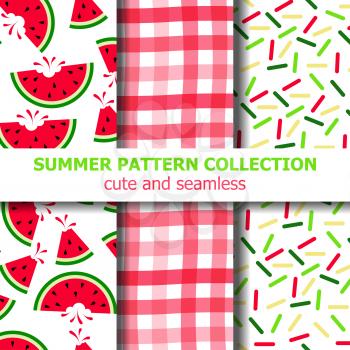 Joyfull summer pattern collection. Watermelon theme. Summer banner. Vector