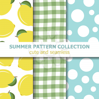 Cute summer pattern collection. Lemon theme. Summer banner. Vector