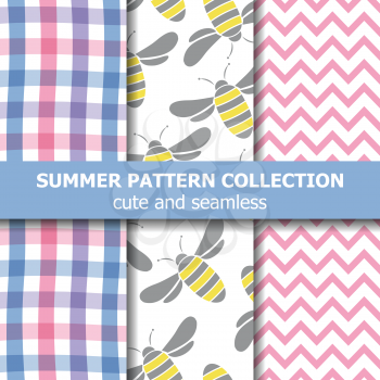 Summer pattern collection. Bees theme. Summer banner. Vector