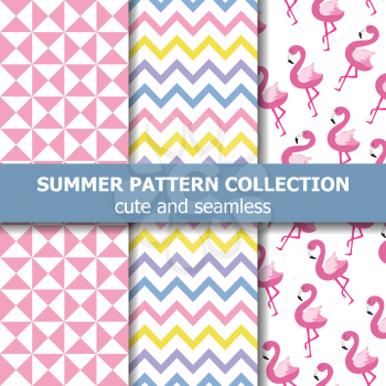 Tropical summer pattern collection. Flamingo theme, Summer banner. Vector