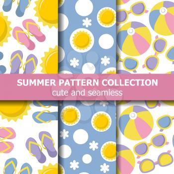 Summer pattern collection with beach theme. Summer banner. Vector
