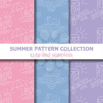 Pastel summer pattern collection . Summer banner. Summer holiday. Vector