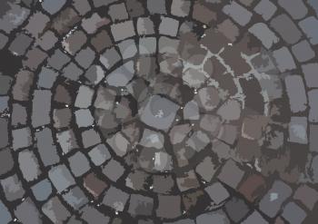 A circular square stones tiles background. Vector