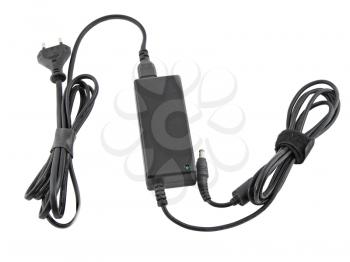 Computer charger for notebook (laptop). Isolated over white