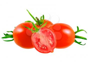 Lush cutting tomatoes . Isolated over white.