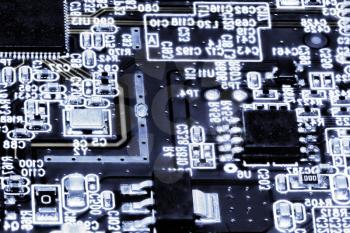 Close-up of electronic circuit board. Macro.
