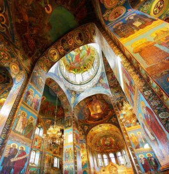 Interior of the Church of the Savior on Spilled Blood in St. Petersburg, Russia