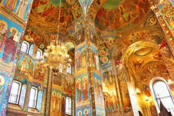 ST. PETERSBURG, RUSSIA FEDERATION - JUNE 29:Interior of Church Savior on Spilled Blood . Picture takes in Saint-Petersburg, inside Church Savior on Spilled Blood   on June 29, 2012.
