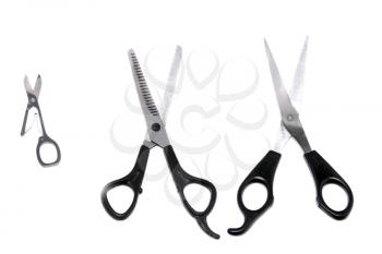 Various of scissors. Isolated over white background.