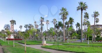 Montaza park on Montaza Palace area, in Alexandria, Egypt. Panorama.