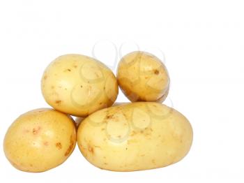 Young potatoes . Isolated over white