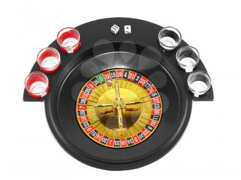 Drinking casino roulette, top view. Isolated