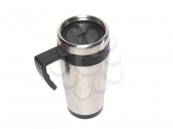 Collection (set) of heat protection-thermos( steel travel) coffee mug isolated on white