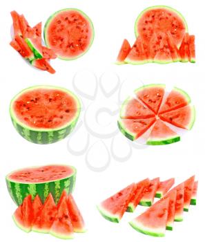 Collage(set) of watermelon on white background. isolated