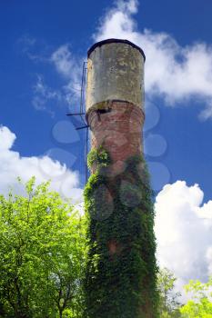 Water Tower with plants.