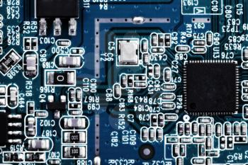 Close-up of electronic circuit board. Macro.