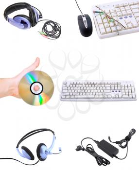 Collage of computers devices. Isolated over white.