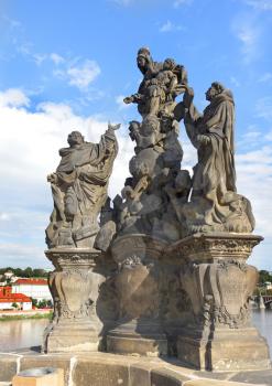Statue on Charle's bridge. Prague, Czech Republic.