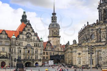Old Town and fragment of Katholische Hofkirche, Dresden, Germany.