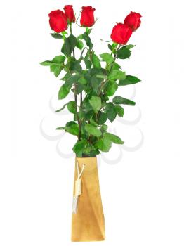 Beautiful bouquet of red roses  isolated on white background.