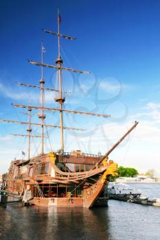 Old frigate in moorage St.Petersburg, Russia