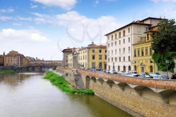 Arno river in Florence (Firenze), Tuscany, Italy. Panorama