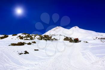 Beautiful view of mountaint Elbrus - highest peak of Europe.