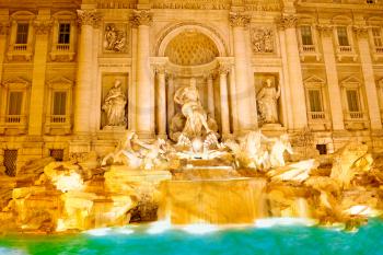 Fountain di Trevi - most famous Rome's fountains in the world. Italy. Night scene.