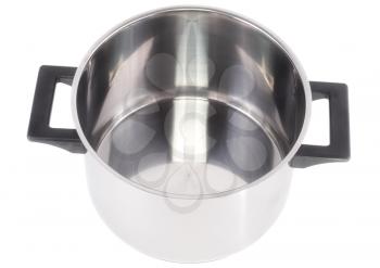 Saucepan (made of stainless stee) with stand cover, on white background.Isolated