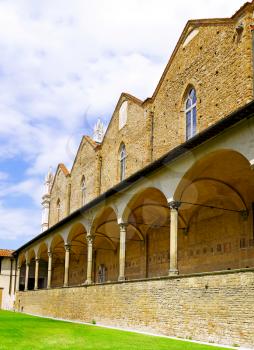 Enclosed court of Basilica di Santa Croce (Basilica of the Holy Cross) , Italy. Panorama